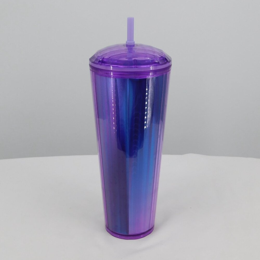 Starbucks Fall 2022 Dark Purple Kaleidoscope Dome Lid 24oz Venti Tumbler Straw - Picture 4 of 8